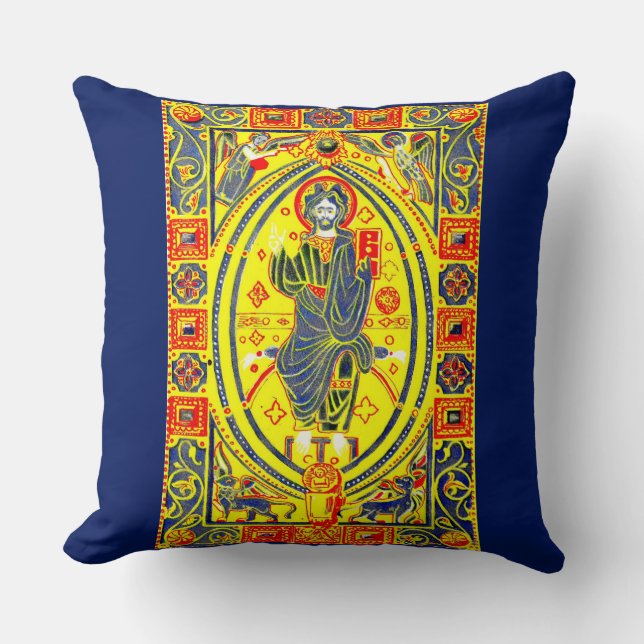 Byzantine folk art Jesus Cushion (Front)