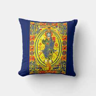Byzantine folk art Jesus Cushion