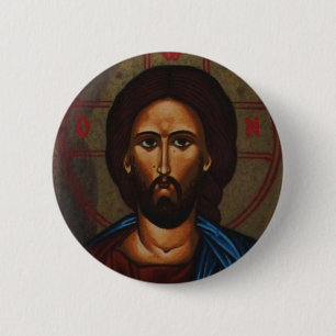 Byzantine Greek Orthodox Icon JESUS CHRIST 6 Cm Round Badge