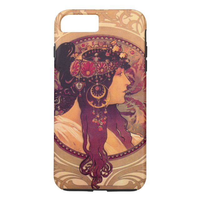 Byzantine Heads: Brunette Alfons Mucha Case-Mate iPhone Case (Back)