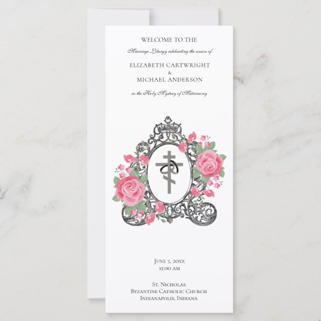 Byzantine Orthodox Catholic Wedding Program  (Front)