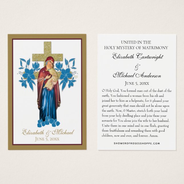 Byzantine Orthodox Eastern Rite Wedding Holy Cards (Front & Back)