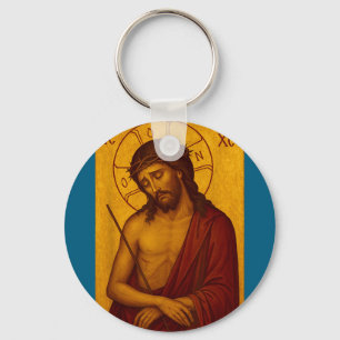 Byzantine orthodox icon of jesus christ the key ring
