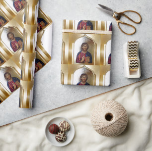 Byzantine Style Icon Of Christ Pantocrator Wrapping Paper