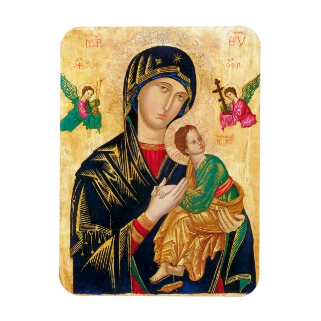 Byzantine Virgin Mary and Child Icon Christmas Magnet (Vertical)