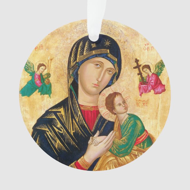 Byzantine Virgin Mary and Child Icon Christmas Ornament (Front)