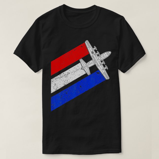 C130 Hercules Gunship USA Flag Airplane C130 4th O T-Shirt (Design Front)