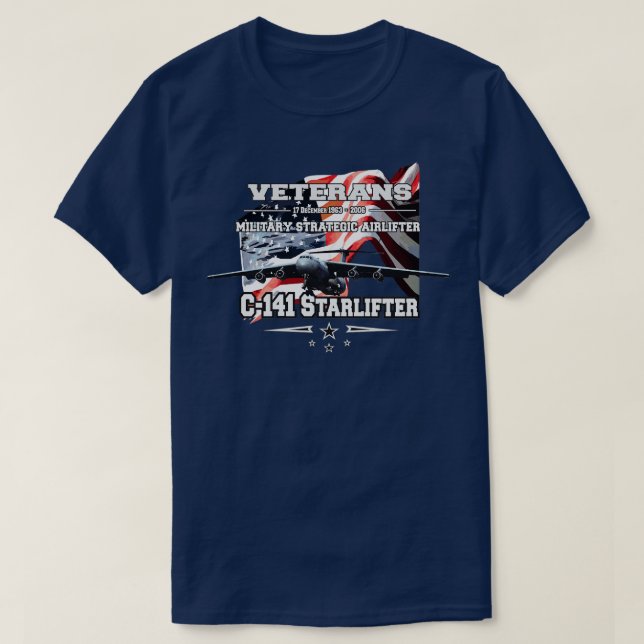 C141 Starlifter Military Air Transport Service T-Shirt (Design Front)