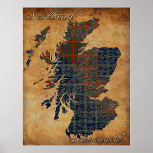 C18th Scotland and Sassenachs Map Art Poster
