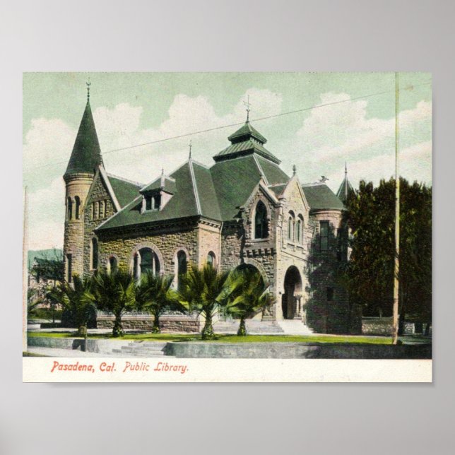 c1910 Public Library, Pasadena, CA Poster (Front)