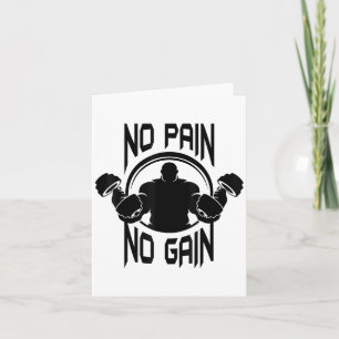 C386 No Pain No Gain Gym Workout Fitness Motivatio Card