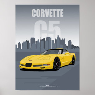 C5 Vette Millenium Yellow Car Poster