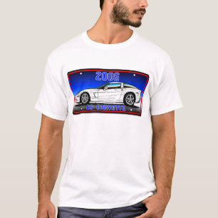 C6 2006 Corvette License Plate Art-Blue Backgroun T-Shirt