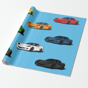 C6 Corvette Wrapping Paper Blue Background