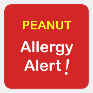 c7 - Allergy Alert - PEANUTS. Square Sticker