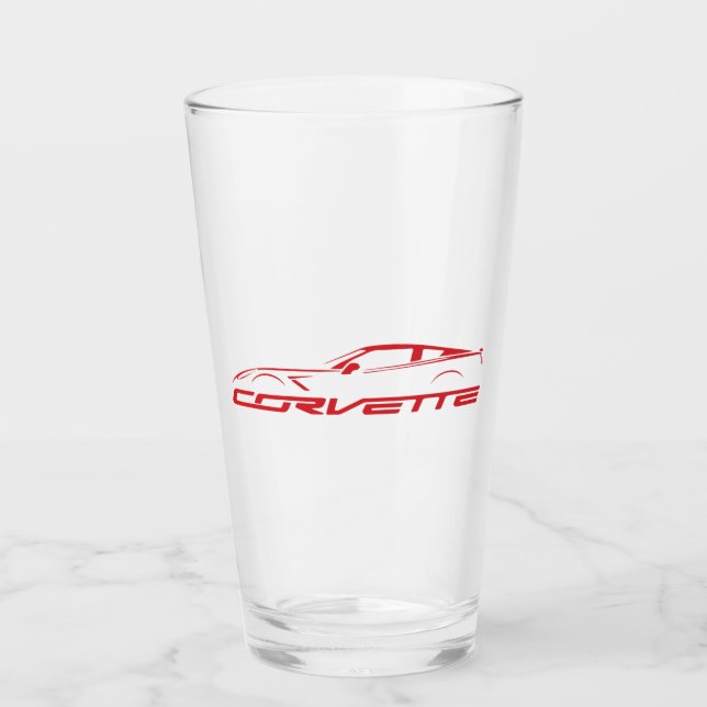 C7 C8 C6 Illustrated Car Glass Cup (Front)