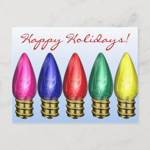 C9 Light Bulbs Christmas Holiday Postcard