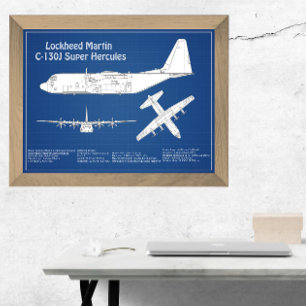 C-130 Hercules - Aeroplane Blueprint Plans ABD Photo Print