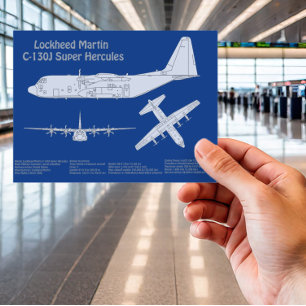 C-130 Hercules - Aeroplane Blueprint Plans ABD Postcard