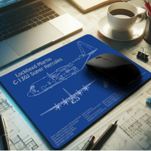 C-130 Hercules - Aeroplane Blueprint Plans AD Mouse Pad