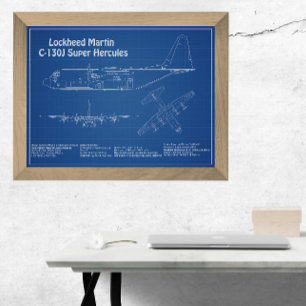 C-130 Hercules - Aeroplane Blueprint Plans AD Photo Print
