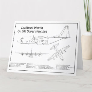 C-130 Hercules - Aeroplane Blueprint Plans BD Thank You Card