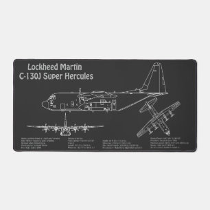 C-130 Hercules - Aeroplane Blueprint Plans PD Desk Mat