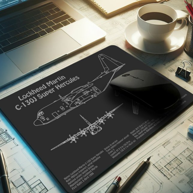 C-130 Hercules - Aeroplane Blueprint Plans PD Mouse Pad (Creator Uploaded)