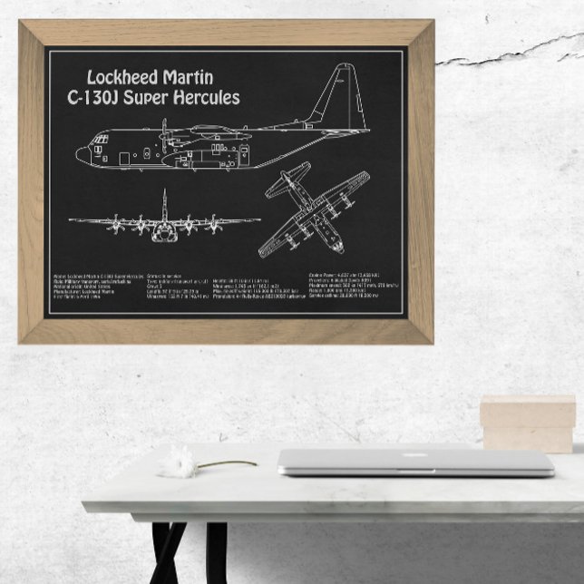 C-130 Hercules - Aeroplane Blueprint Plans PD Photo Print (Creator Uploaded)
