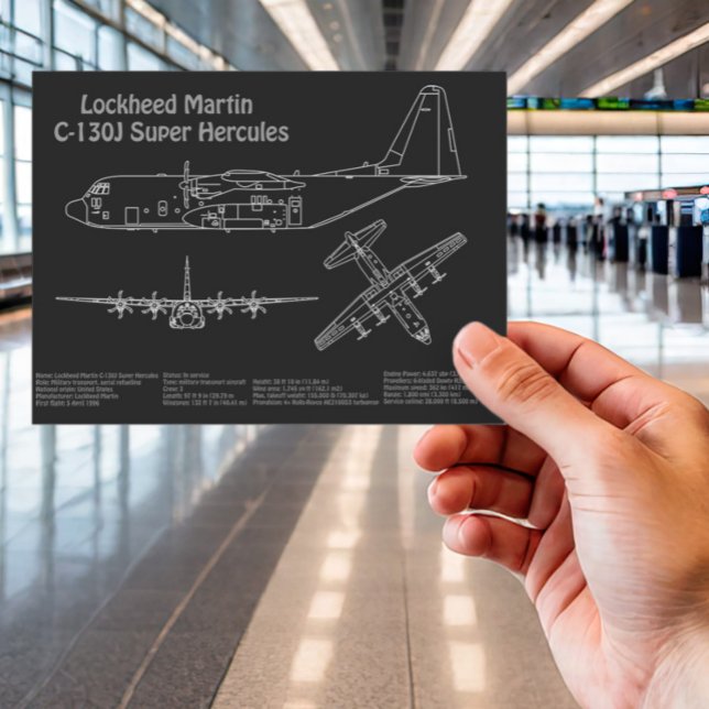 C-130 Hercules - Aeroplane Blueprint Plans PD Postcard (Creator Uploaded)