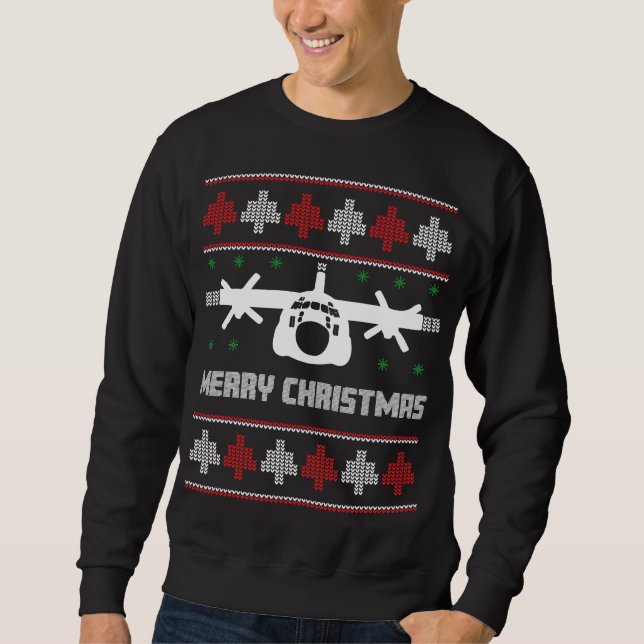 C-130 Hercules Aeroplane Ugly Christmas Sweater (Front)