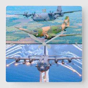 C-130 HERCULES GUNSHIP SQUARE WALL CLOCK