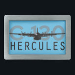 C-130 Hercules Rectangular Belt Buckle<br><div class="desc">The venerable C-130 Hercules in all its grungy glory. Salute this veteran transport as it nears its 60th year in the air!</div>