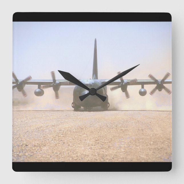 C-130 Hercules Transport_Military Aircraft Square Wall Clock (Front)