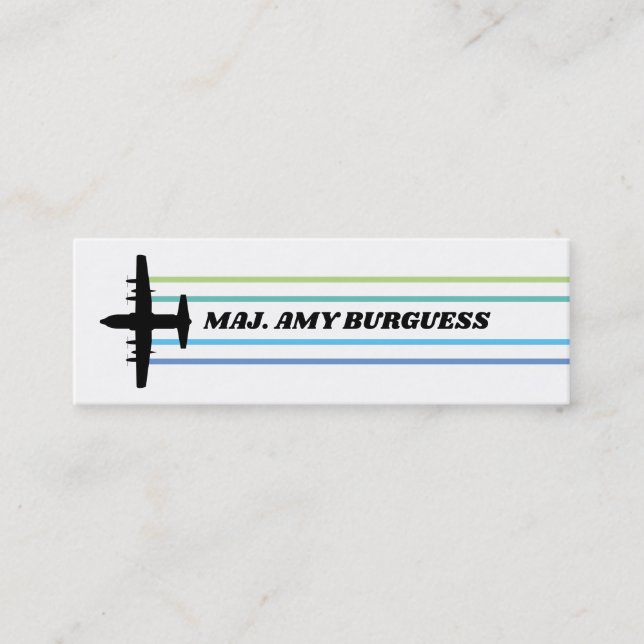 C-130 Pilot Retro Stripe Skinny Business Card (Front)
