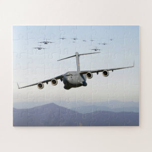 C-17 Globemaster III Aircraft Fly Over Blue Ridge Jigsaw Puzzle