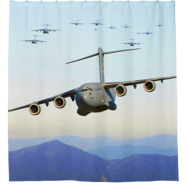 C-17 Globemaster III Military Aircraft Shower Curtain (Front)