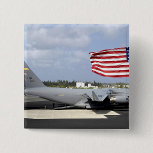 C-17 Globemaster III sits on the flightline 15 Cm Square Badge