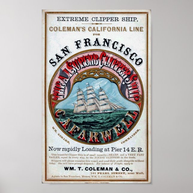 C.A.FARWELL Clipper Ship Historical Repro Poster (Front)