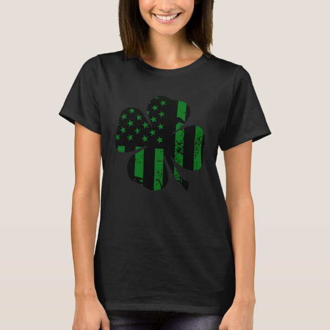 C American Flag St Patrick s day Shamrock green bl T-Shirt (Front)