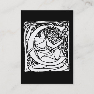 C-Art Nouveau Lady Initial Business Card