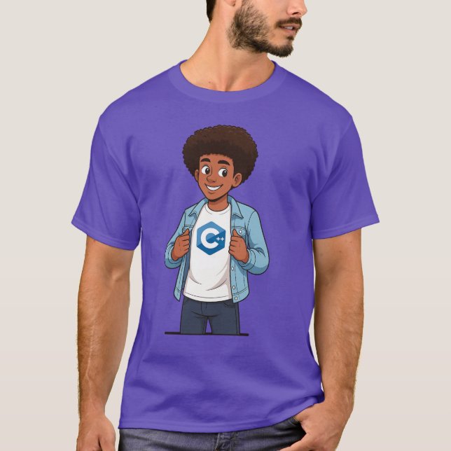 C++ Cartoon Programmer T-Shirt (Front)