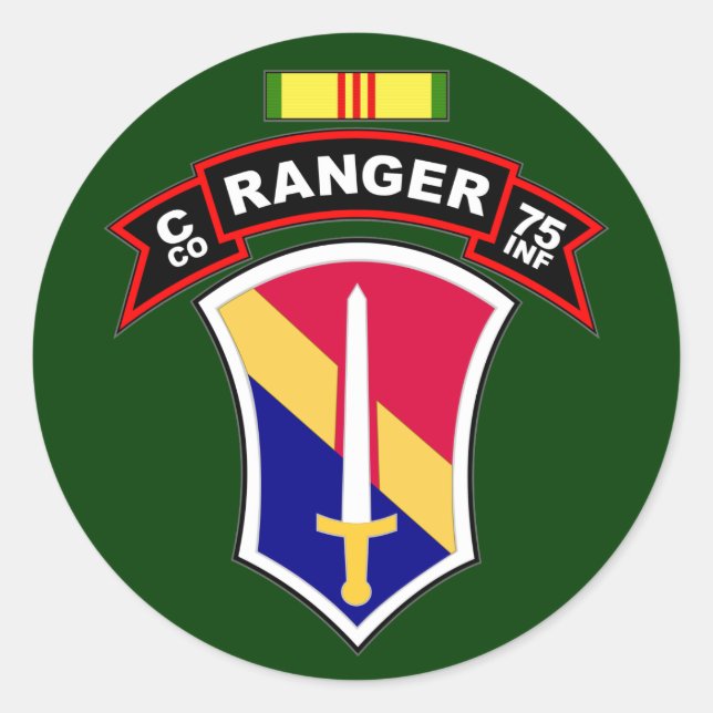 C Co, 75th Infantry Regiment - Rangers, Vietnam Classic Round Sticker (Front)