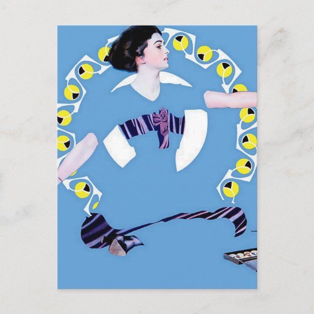 C Coles Phillips “A Troublesome Toy” Fadeaway Girl Postcard (Front)