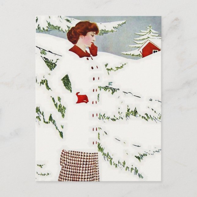 C Coles Phillips ‘Fadeaway Girl’ “Winter Snowscape Postcard (Front)