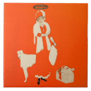 C Coles Phillips “Present Day Saint” Fadeaway Girl Ceramic Tile