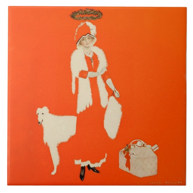 C Coles Phillips “Present Day Saint” Fadeaway Girl Ceramic Tile (Front)