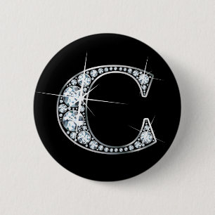 "C" Diamond Bling Button