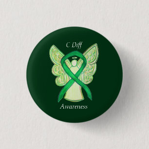 C Diff Awareness Green Ribbon Angel Custom Pin
