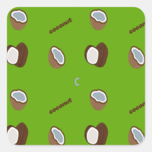 C for coconut green square sticker